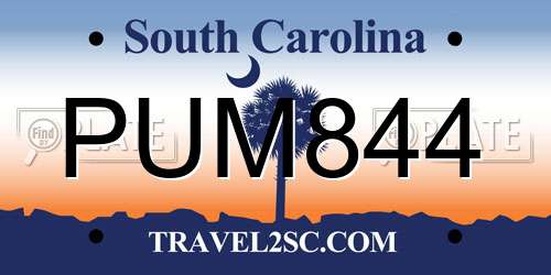 PUM844 South Carolina License Plate
