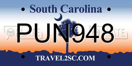 PUN948 South Carolina License Plate