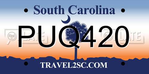 PUQ420 South Carolina License Plate