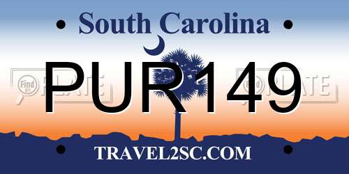PUR149 South Carolina License Plate