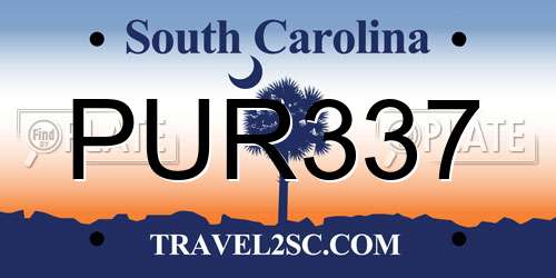 PUR337 South Carolina License Plate