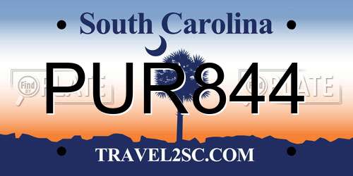 PUR844 South Carolina License Plate