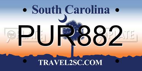PUR882 South Carolina License Plate