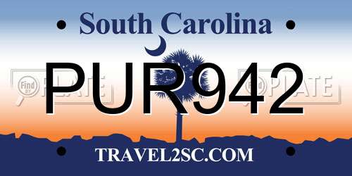 PUR942 South Carolina License Plate