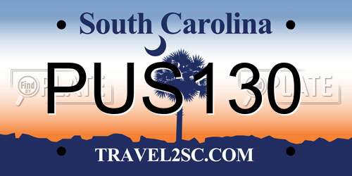 PUS130 South Carolina License Plate