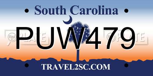 PUW479 South Carolina License Plate