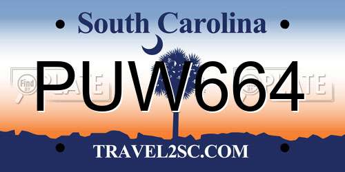 PUW664 South Carolina License Plate
