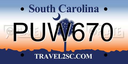 PUW670 South Carolina License Plate
