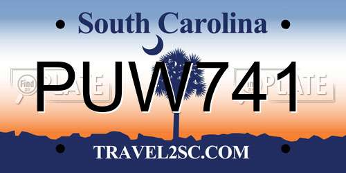 PUW741 South Carolina License Plate