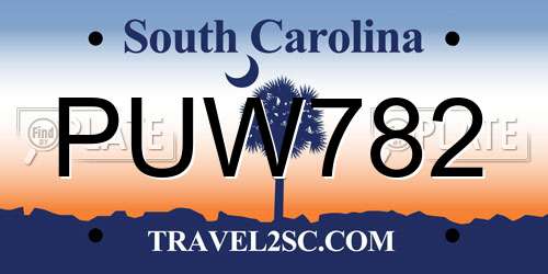 PUW782 South Carolina License Plate