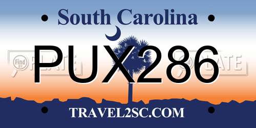 PUX286 South Carolina License Plate