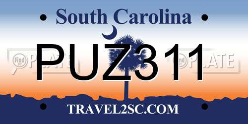 PUZ311 South Carolina License Plate
