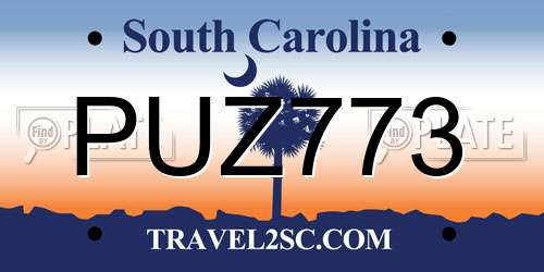 PUZ773 South Carolina License Plate