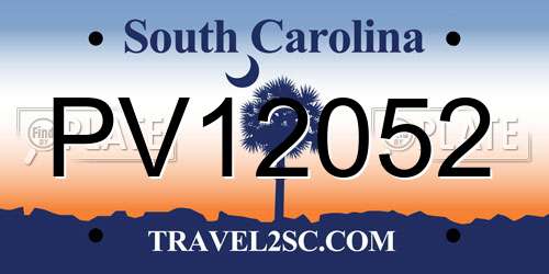 PV12052 South Carolina License Plate