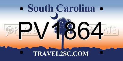 PV1864 South Carolina License Plate