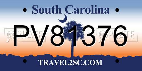 PV81376 South Carolina License Plate