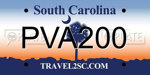 PVA200 South Carolina License Plate