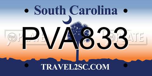 PVA833 South Carolina License Plate