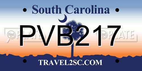PVB217 South Carolina License Plate