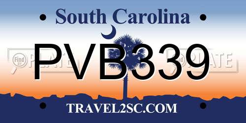 PVB339 South Carolina License Plate