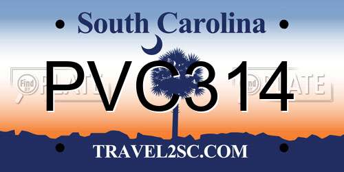 PVC314 South Carolina License Plate
