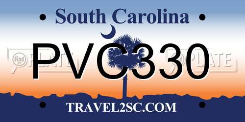 PVC330 South Carolina License Plate