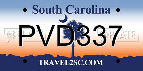 PVD337 South Carolina License Plate