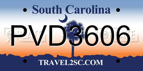 PVD3606 South Carolina License Plate