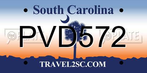 PVD572 South Carolina License Plate