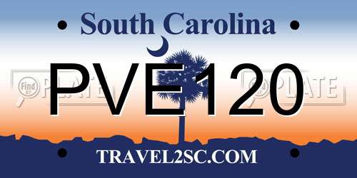 PVE120 South Carolina License Plate