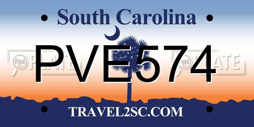 PVE574 South Carolina License Plate