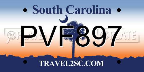 PVF897 South Carolina License Plate