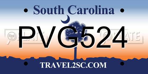 PVG524 South Carolina License Plate