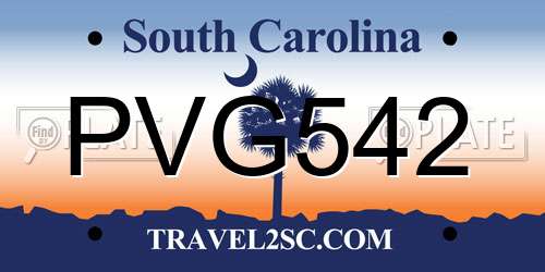 PVG542 South Carolina License Plate