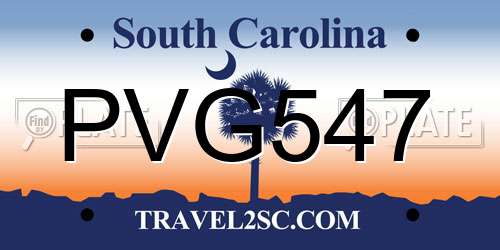 PVG547 South Carolina License Plate