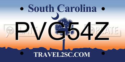 PVG54Z South Carolina License Plate