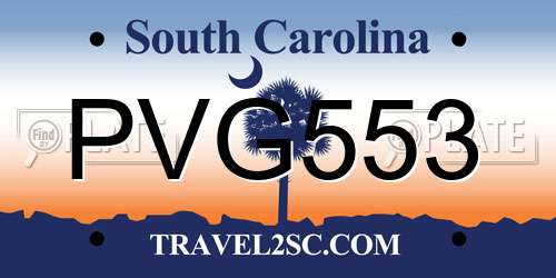 PVG553 South Carolina License Plate