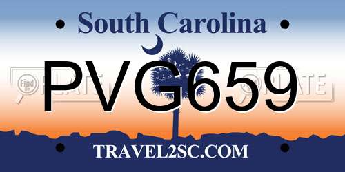 PVG659 South Carolina License Plate