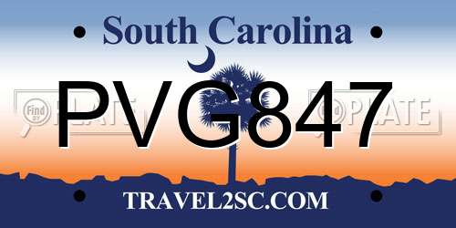 PVG847 South Carolina License Plate