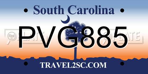 PVG885 South Carolina License Plate