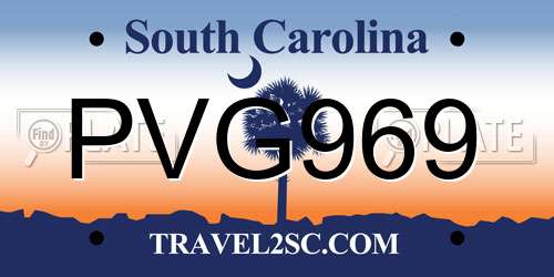 PVG969 South Carolina License Plate