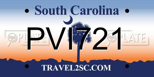 PVI721 South Carolina License Plate