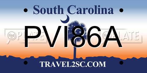 PVI86A South Carolina License Plate