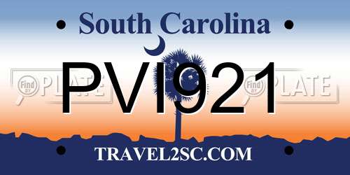 PVI921 South Carolina License Plate