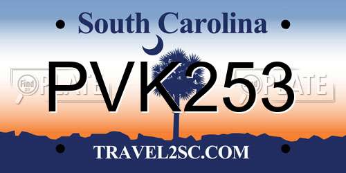 PVK253 South Carolina License Plate