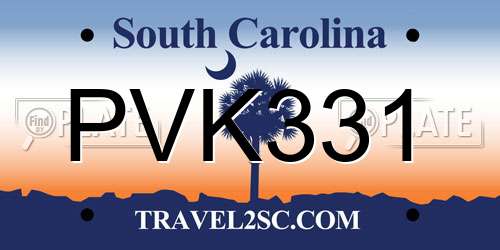 PVK331 South Carolina License Plate