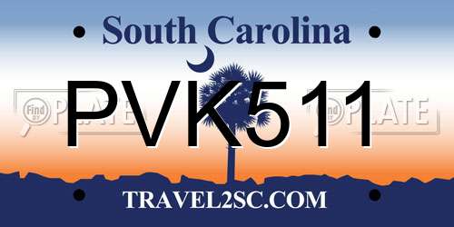 PVK511 South Carolina License Plate