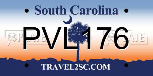 PVL176 South Carolina License Plate