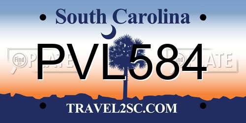 PVL584 South Carolina License Plate
