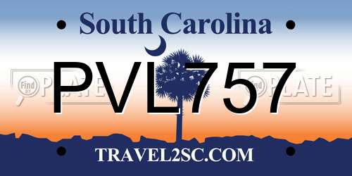 PVL757 South Carolina License Plate